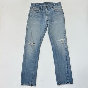 Vintage 70s 80s Levi's 501 Light Blue Selvedge Denim Jeans Made in USA #6 Button